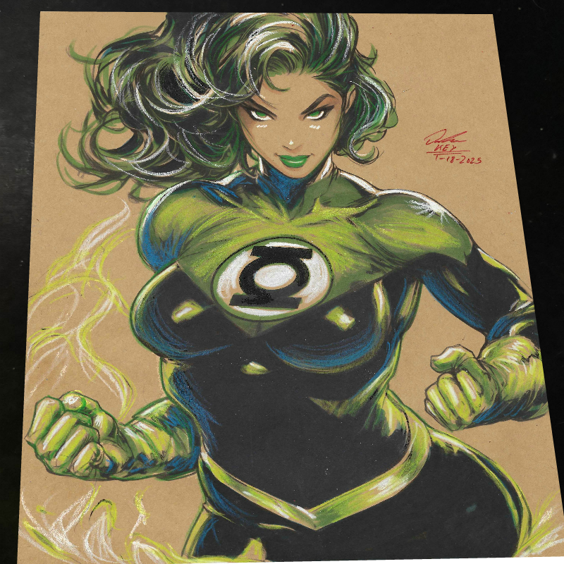 Jade Green Lantern Art Print Signed 8.5x11 | Art by Keyeske