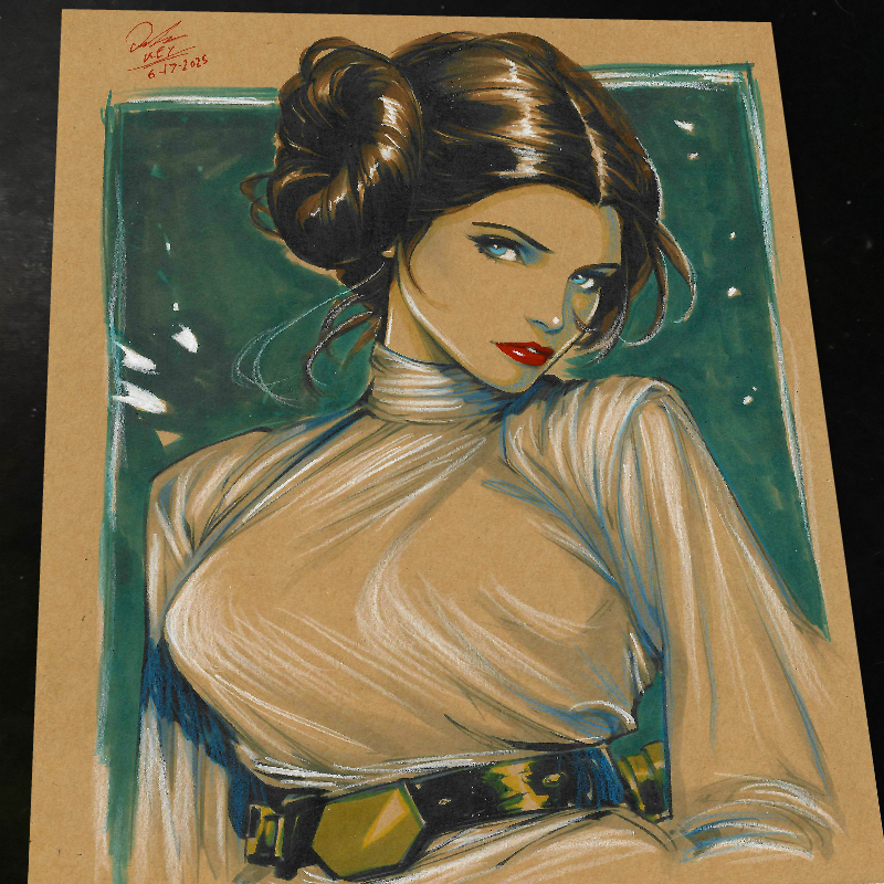 Princess Leia Art Print Signed 8.5x11 | Art by Keyeske