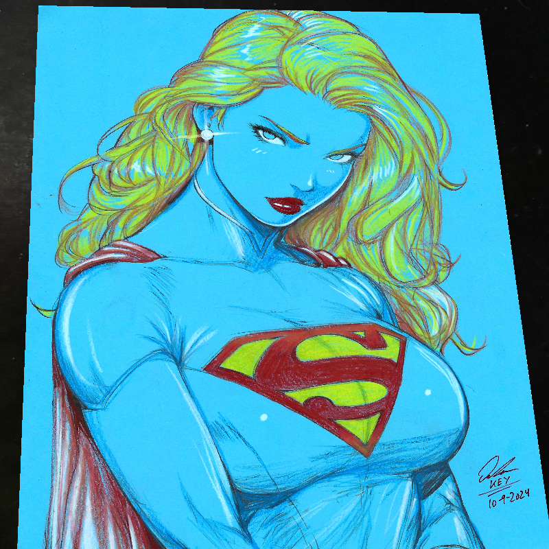 Supergirl DC Art Print Signed 8.5x11 | Art by Keyeske