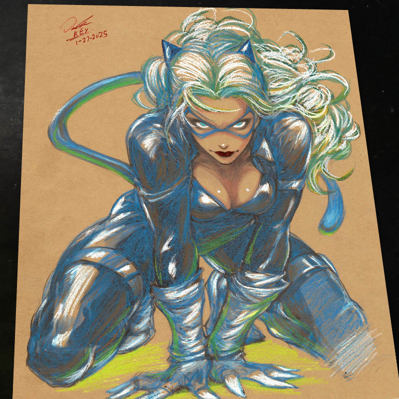 Black Cat Art Print Signed 8.5x11 | Art by Keyeske