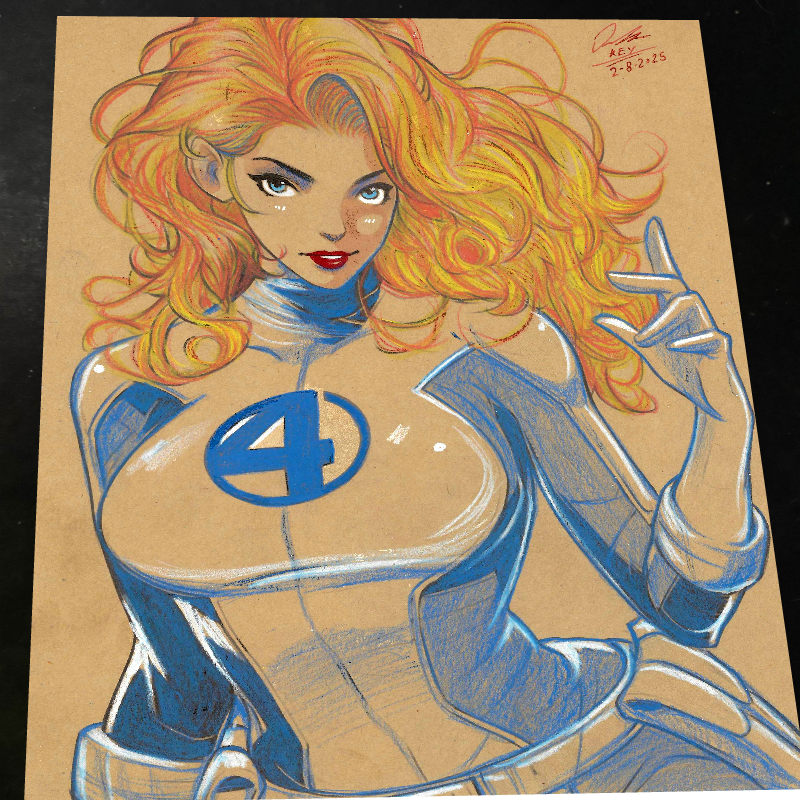 Sue Storm Fantastic 4 Art Print Signed 8.5x11 | Art by Keyeske