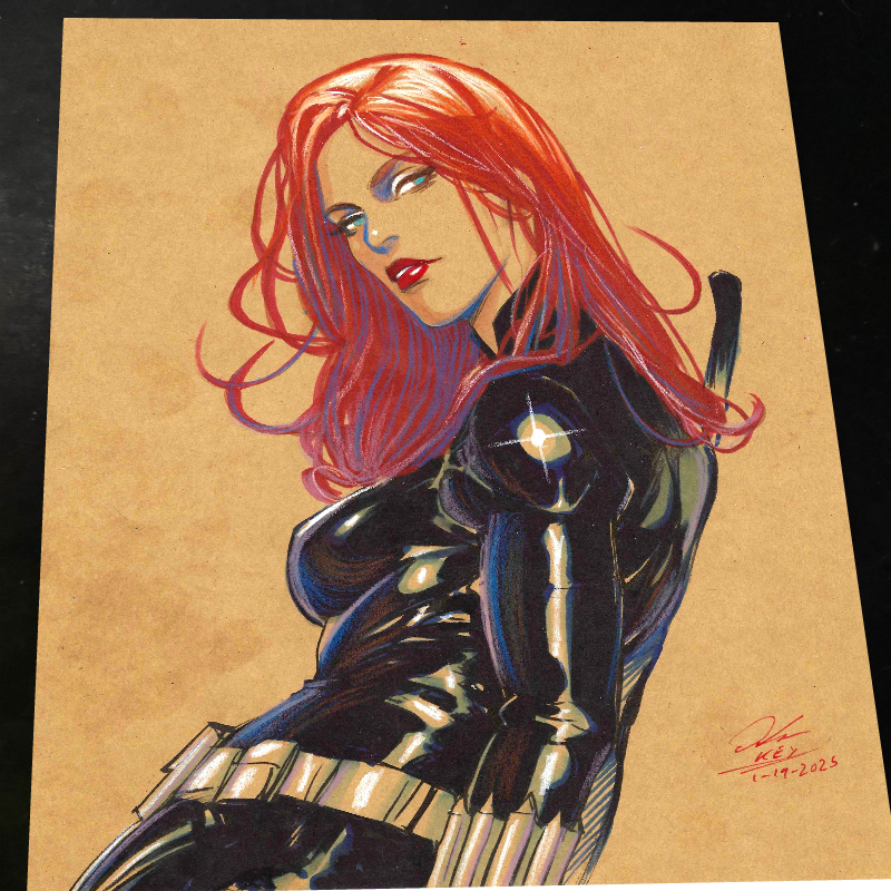 Black Widow Art Print Signed 8.5x11 | Art by Keyeske
