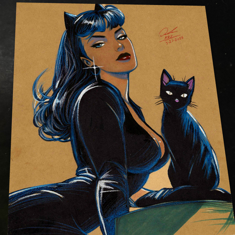 Catwoman Art Print Signed 8.5x11 | Art by Keyeske