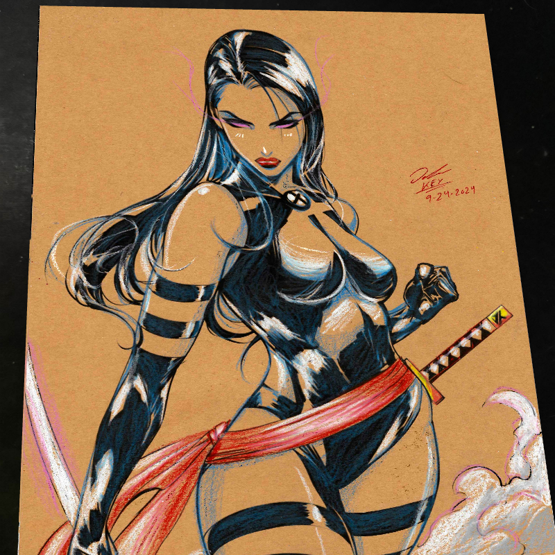 Psylocke Art Print Signed 8.5x11 | Art by Keyeske
