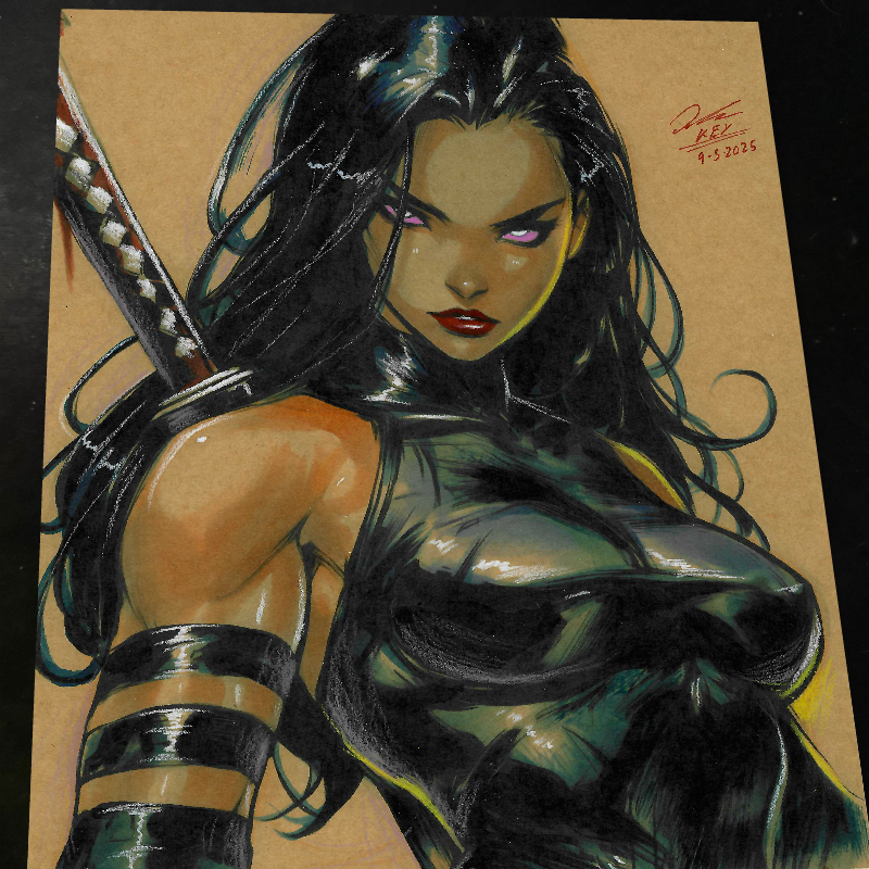 Psylocke Art Print Signed 8.5x11 | Art by Keyeske
