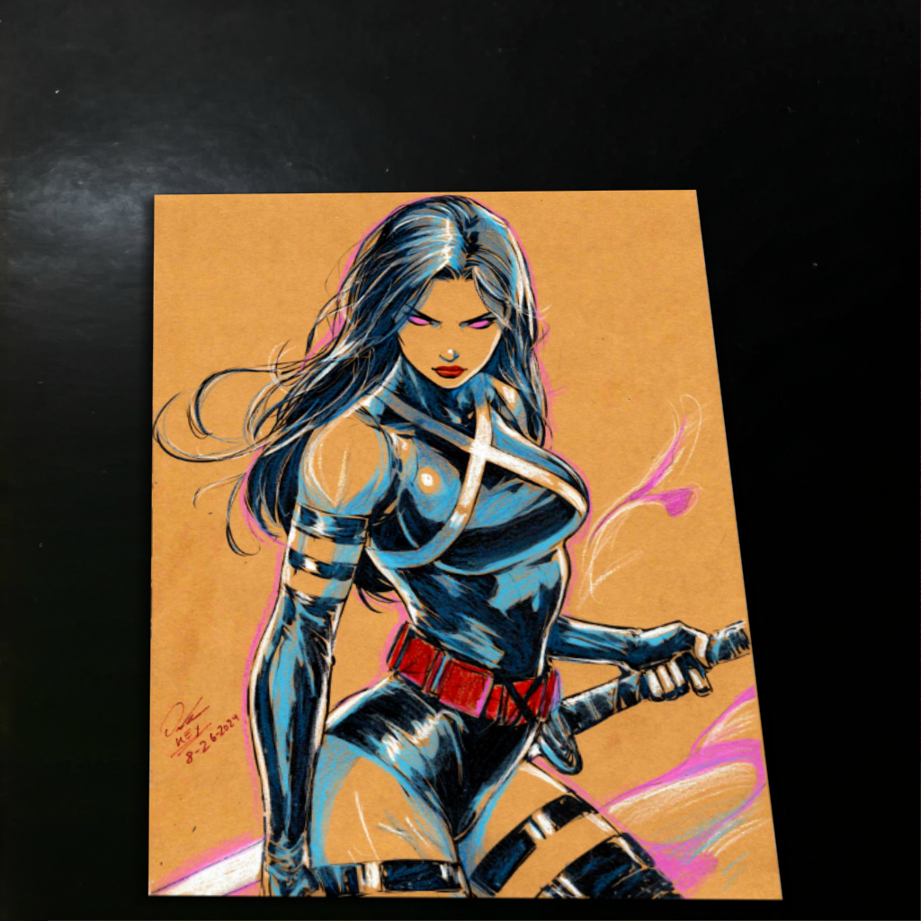 Psylocke Art Print Signed 8.5x11 | Art by Keyeske