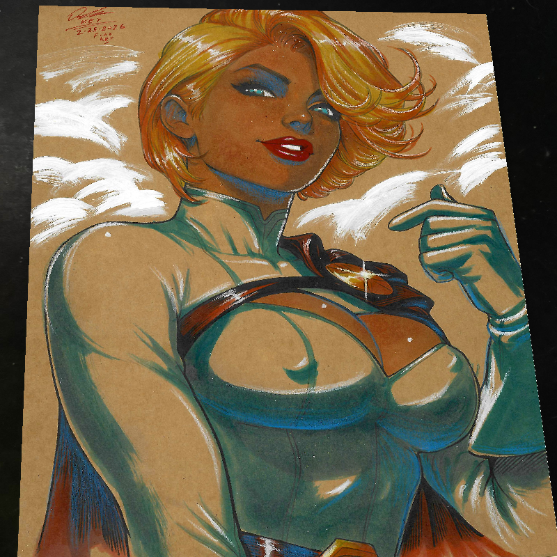 Power Girl Art Print Signed 8.5x11 | Art by Keyeske