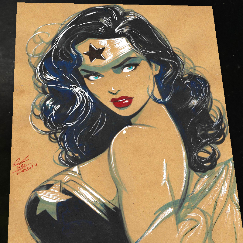 Wonder Woman Art Print Signed 8.5x11 | Art by Keyeske
