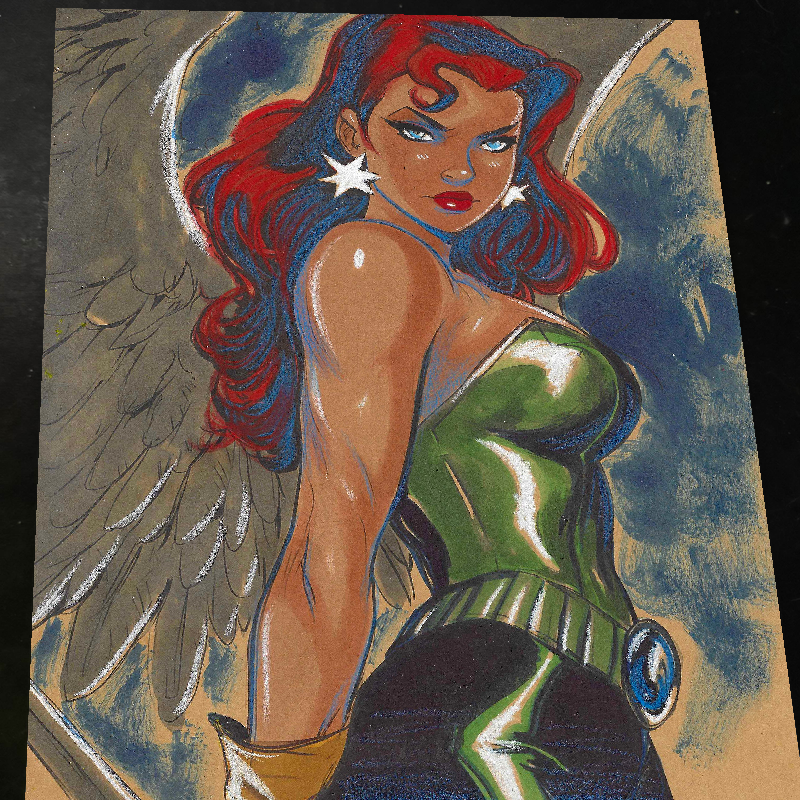 Hawkgirl Art Print Signed 8.5x11 | Art by Keyeske