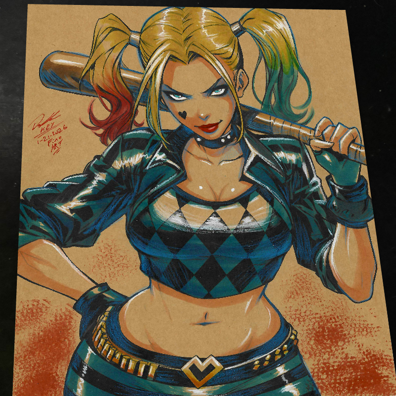 Harley Quinn Print Signed 8.5x11 | Art by Keyeske