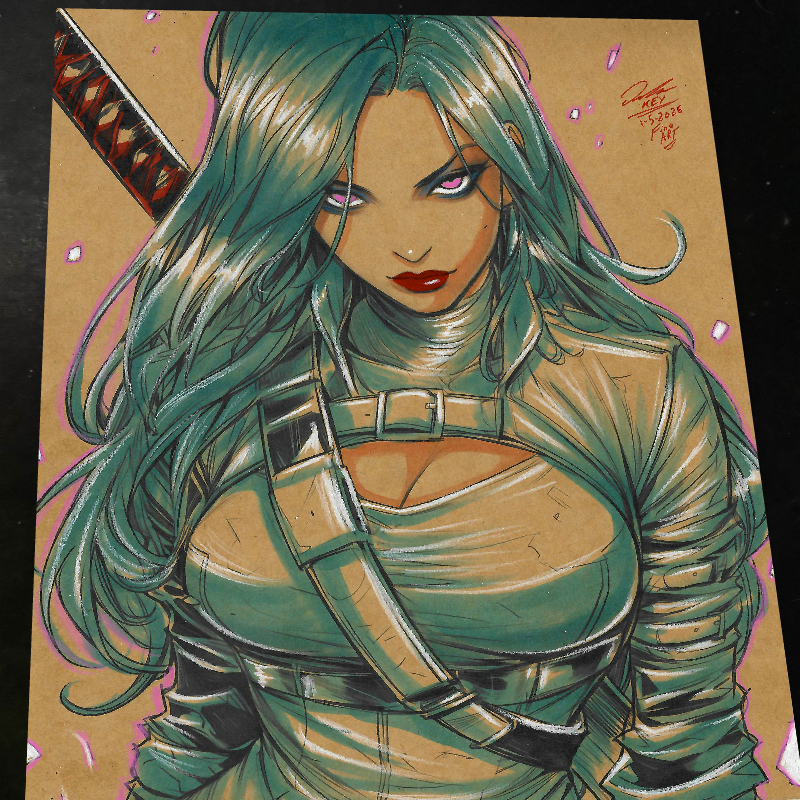 Psylocke Art Print Signed 8.5x11 | Art by Keyeske