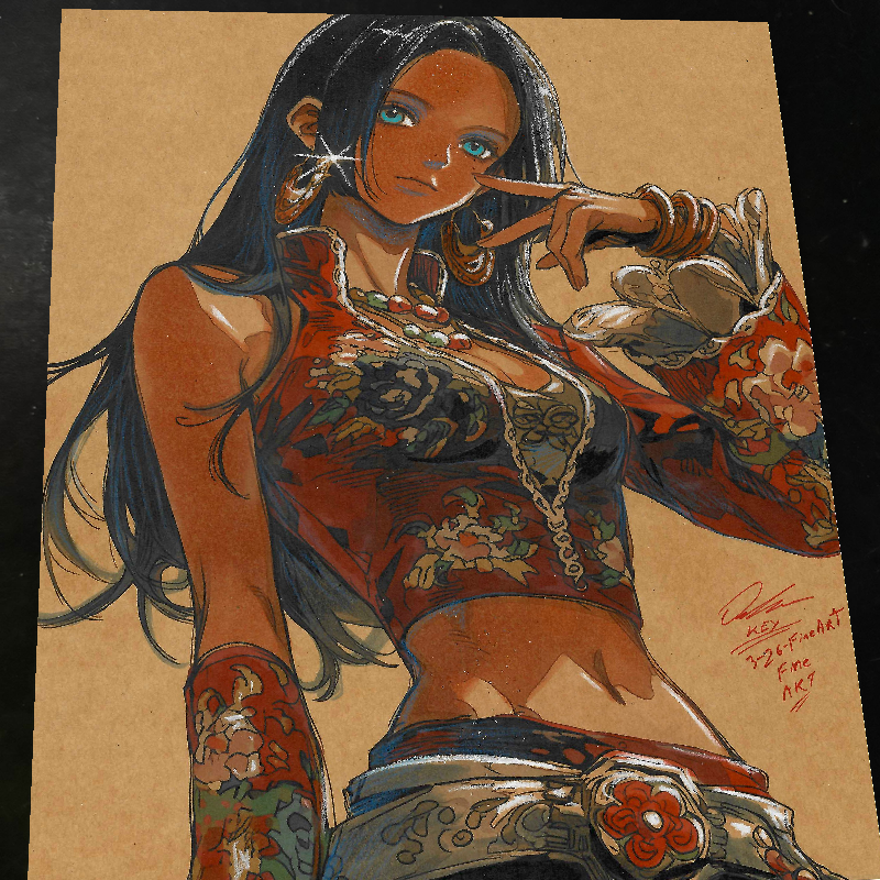 Boa Hancock One Piece Art Print Signed 8.5x11 | Art by Keyeske