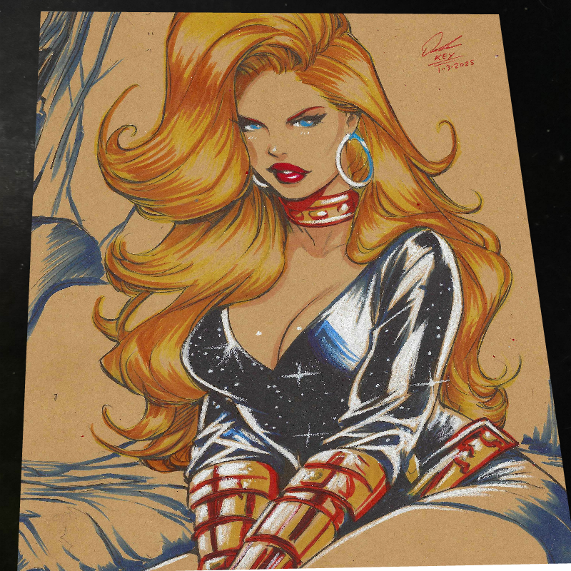 Space Girl Original Art Print Signed 8.5x11 | Art by Keyeske