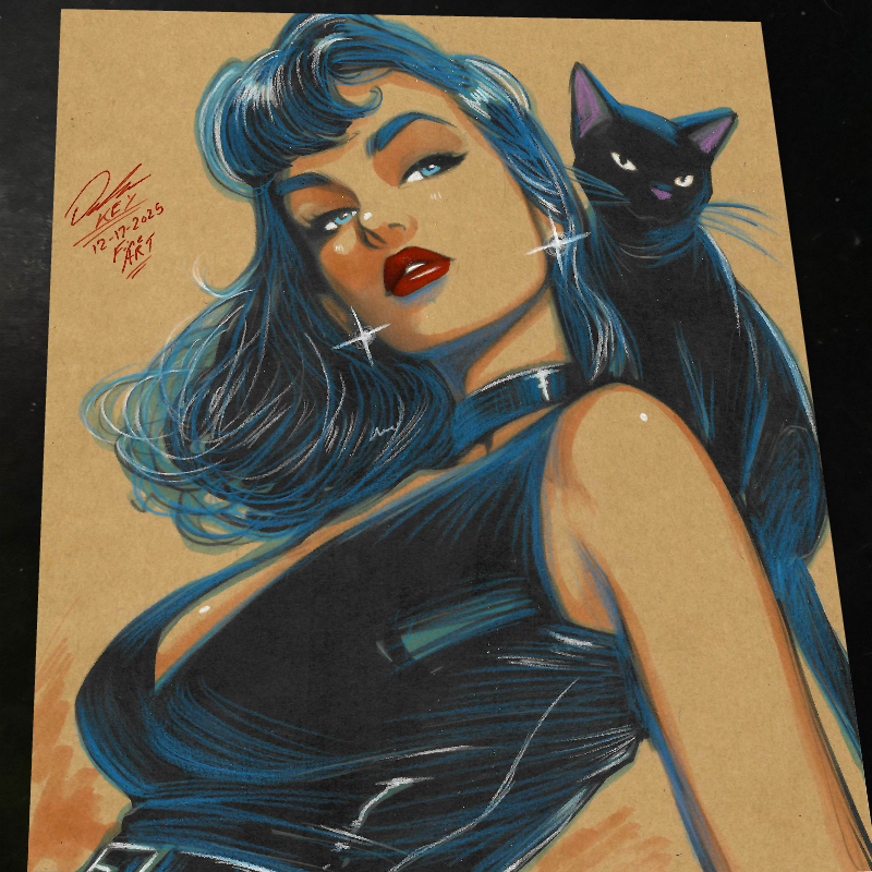 Catwoman Art Print Signed 8.5x11 | Art by Keyeske