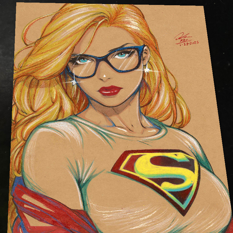 Supergirl DC Art Print Signed 8.5x11 | Art by Keyeske
