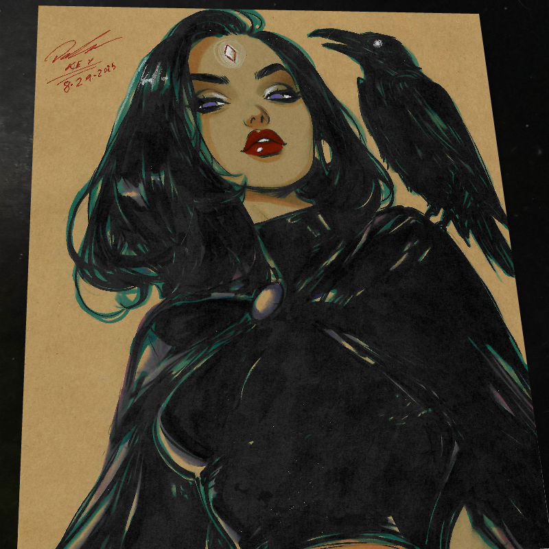 Raven Art Print Signed 8.5x11 | Art by Keyeske