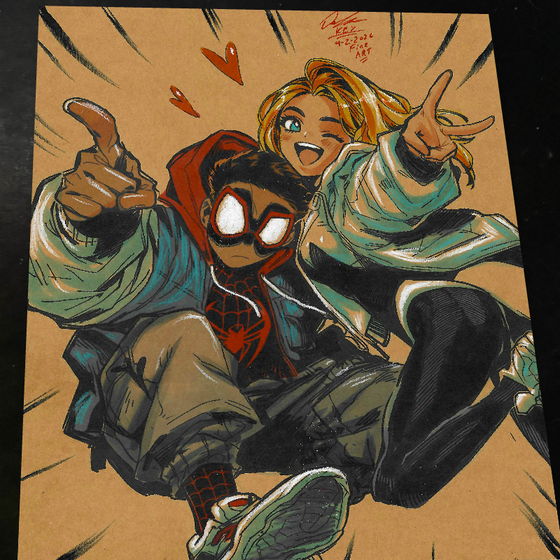 Miles Morales & Gwen Stacy Art Print Signed 8.5x11 | Art by Keyeske
