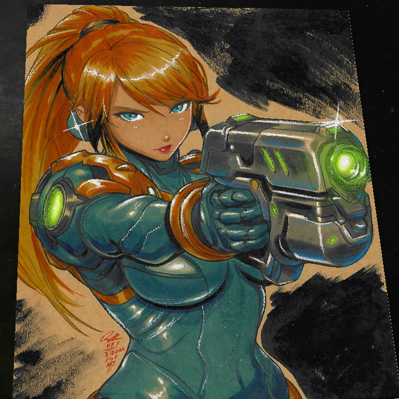 Zero Suit Samus Aran Super Metroid Art Print Signed 8.5x11 | Art by Keyeske