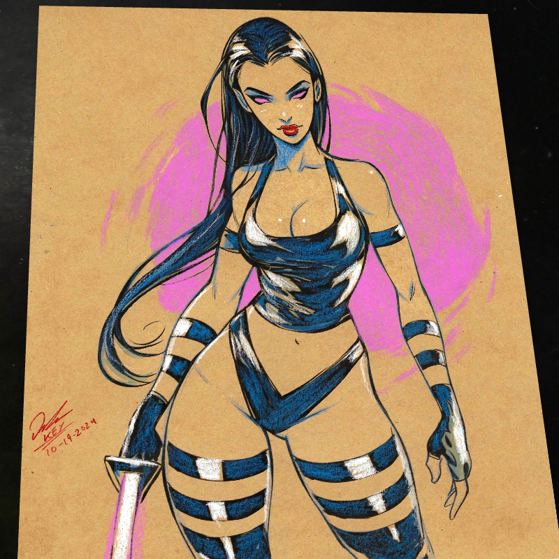 Psylocke Art Print Signed 8.5x11 | Art by Keyeske