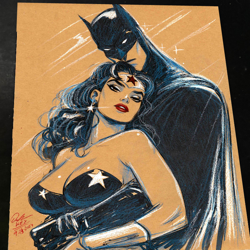 Batman & Wonder Woman DC Comics Embrace Art Print Signed 8.5x11 | Keyeske