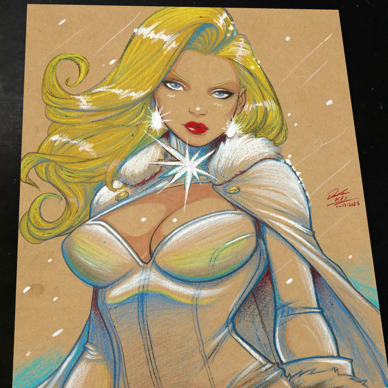 Emma Frost X-Men Art Print Signed 8.5x11 | Art by Keyeske