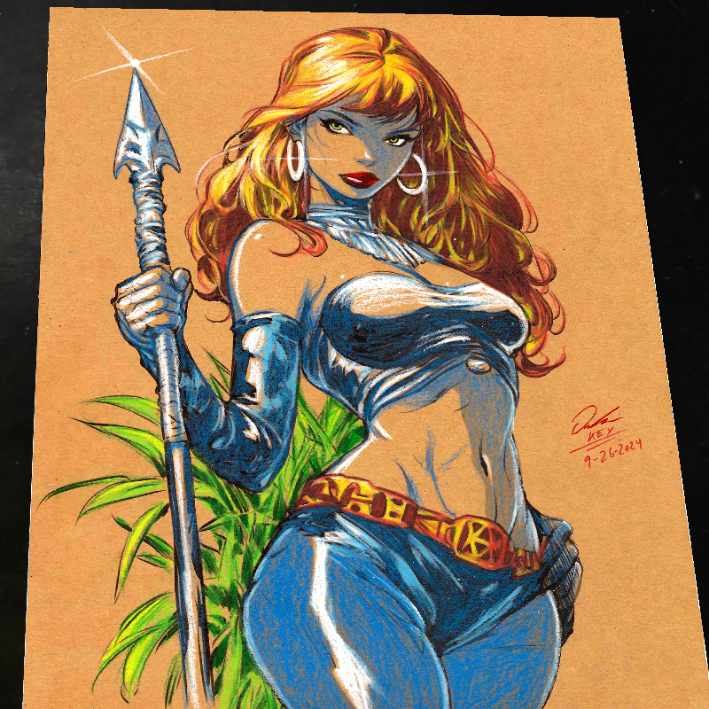 Jungle Girl Art Print Signed 8.5x11 | Art by Keyeske