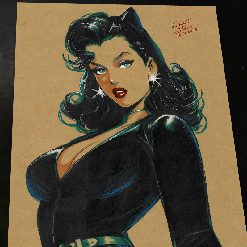 Catwoman Art Print Signed 8.5x11 | Art by Keyeske
