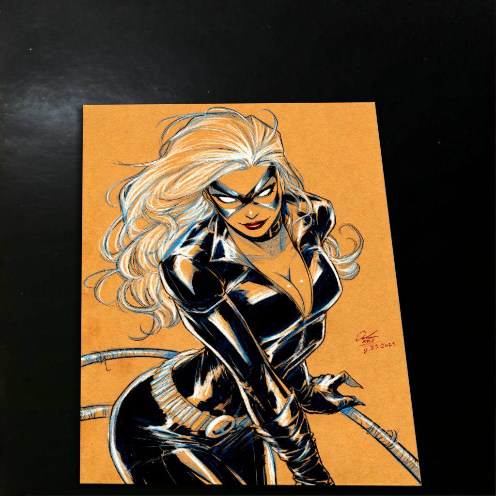 Black Cat Art Print Signed 8.5x11 | Art by Keyeske