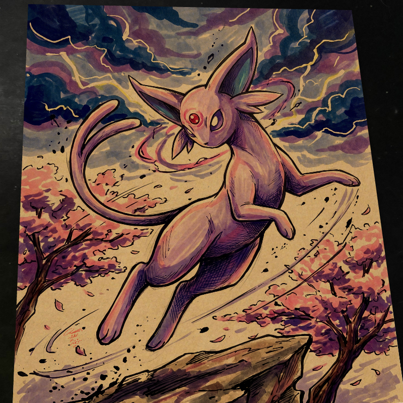 Espeon Pokemon Art Print Signed 8.5x11 | Art by Keyeske