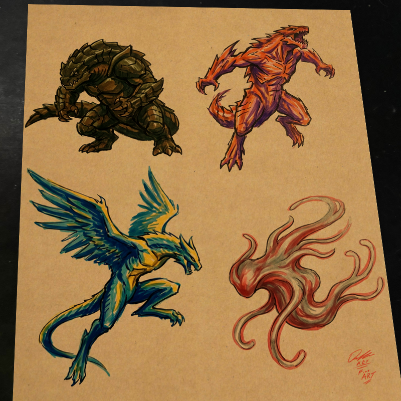 Monster Original Art Print Signed 8.5x11 | Art by Keyeske