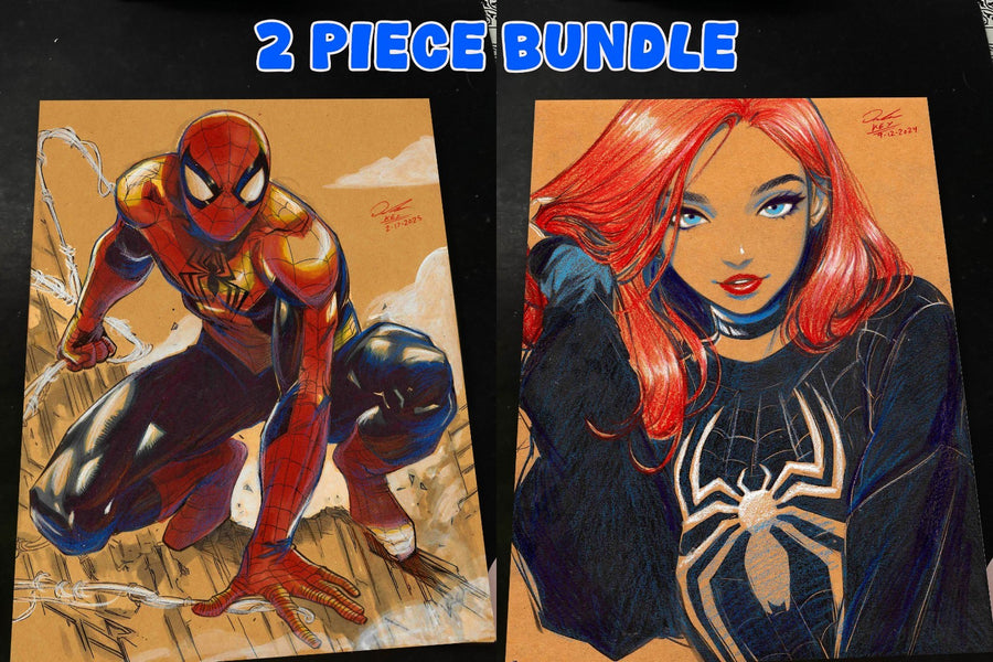 [BUNDLE] Spider-Man & Mary Jane Watson Art Print Signed 8.5x11 | Art by Keyeske