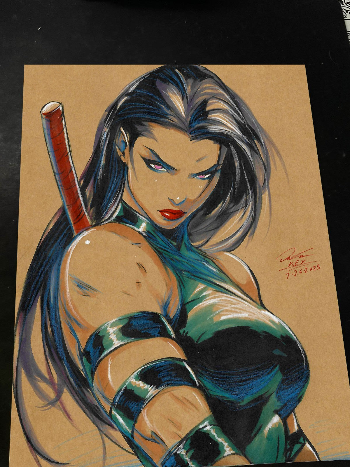 Psylocke Art Print Signed 8.5x11 | Art by Keyeske