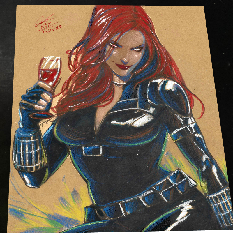 Black Widow Art Print Signed 8.5x11 | Art by Keyeske