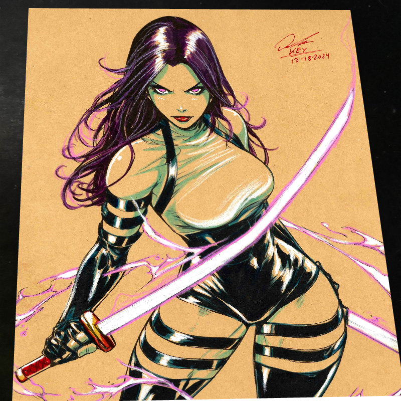 Psylocke Art Print Signed 8.5x11 | Art by Keyeske