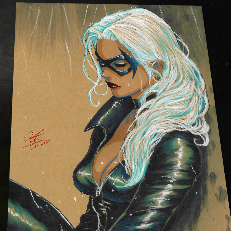 Black Cat Art Print Signed 8.5x11 | Art by Keyeske