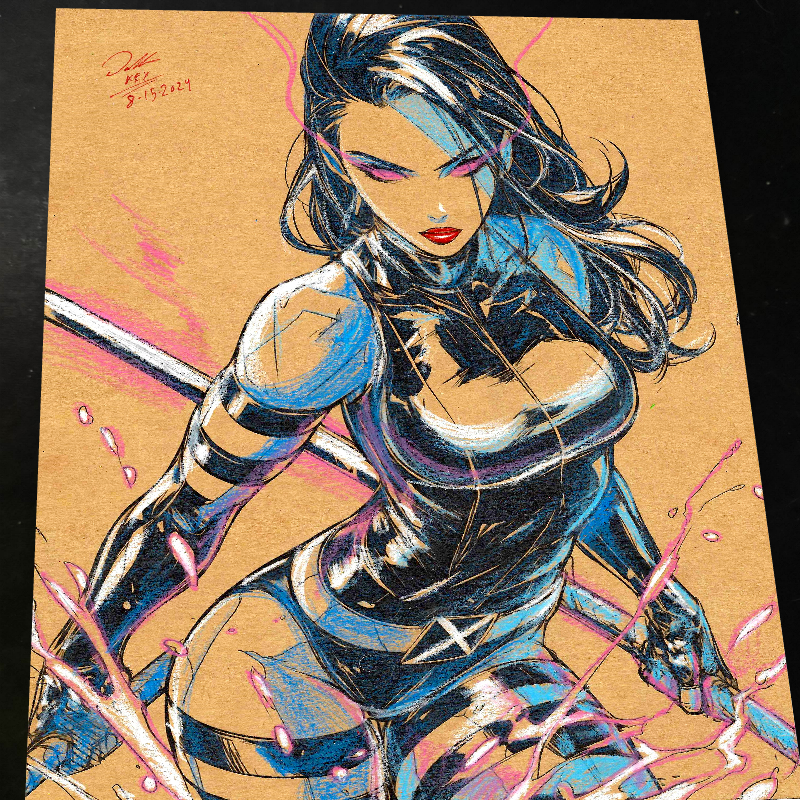 Psylocke Art Print Signed 8.5x11 | Art by Keyeske