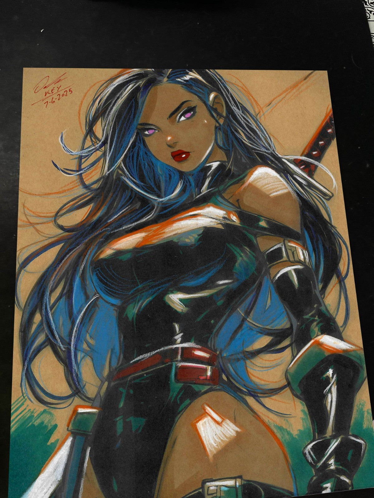 Psylocke Art Print Signed 8.5x11 | Art by Keyeske