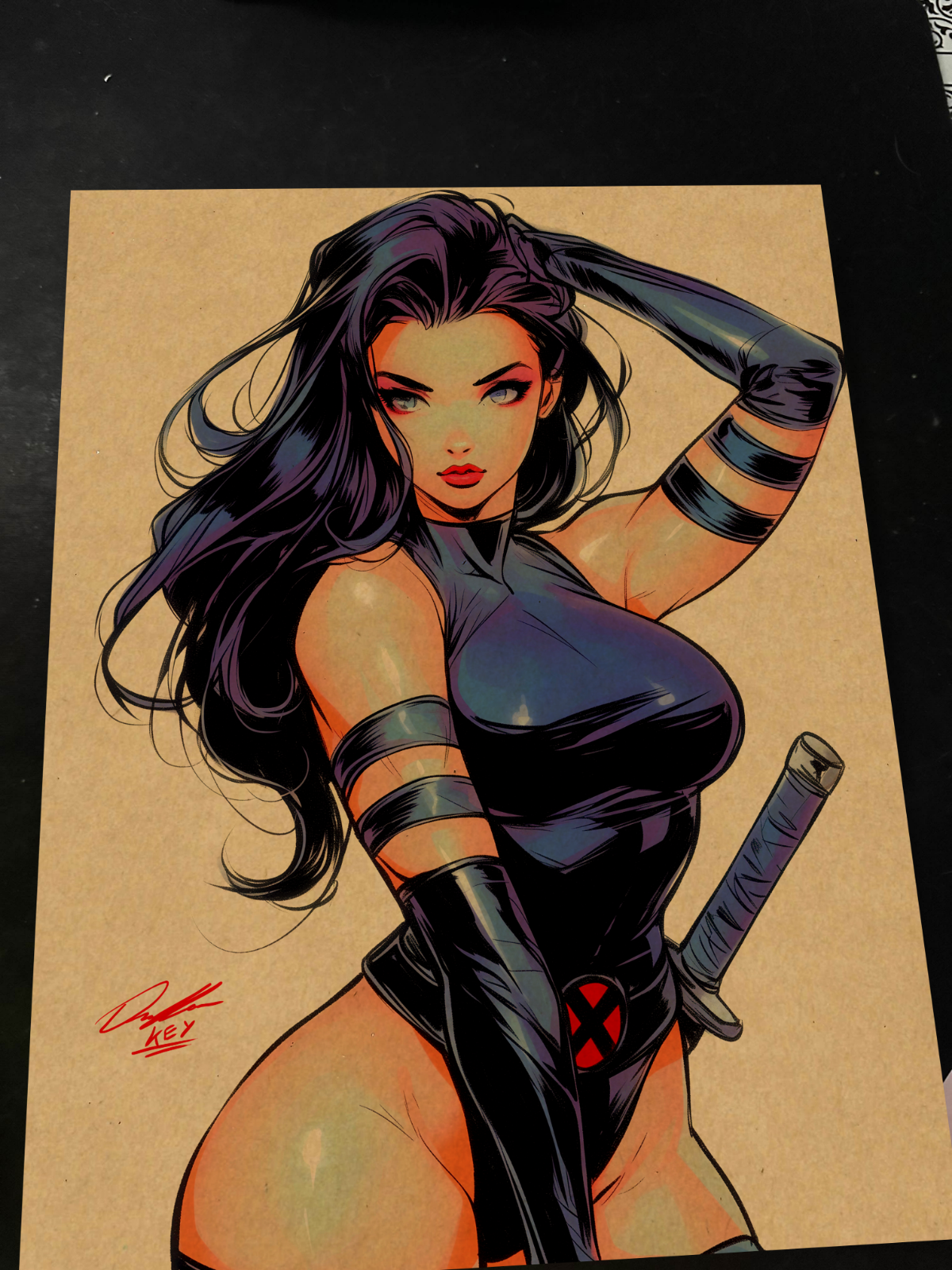 Psylocke Art Print Signed 8.5x11 | Art by Keyeske