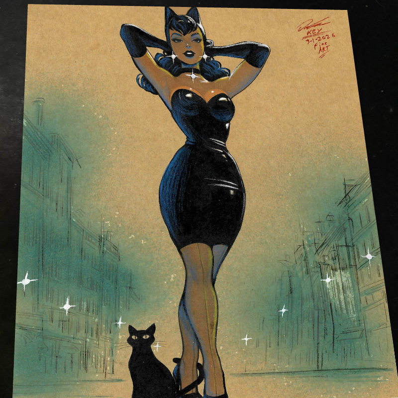 Catwoman Art Print Signed 8.5x11 | Art by Keyeske
