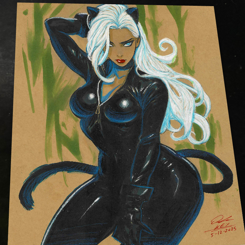 Black Cat Art Print Signed 8.5x11 | Art by Keyeske
