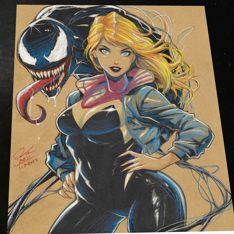 Gwen Stacy x Venom Art Print Signed 8.5x11 | Art by Keyeske