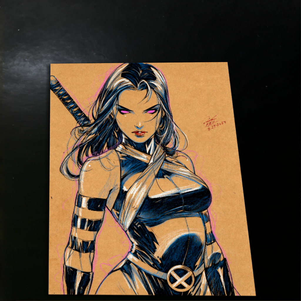 Psylocke Art Print Signed 8.5x11 | Art by Keyeske