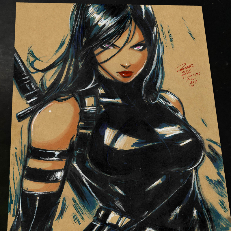Psylocke Art Print Signed 8.5x11 | Art by Keyeske