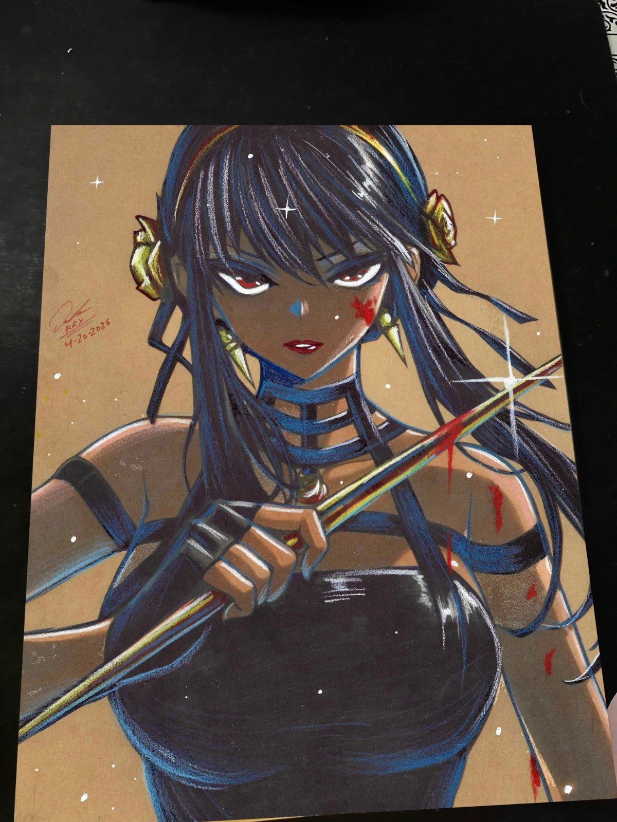 Yor Forger Spy x Family Art Print Signed 8.5x11 | Art by Keyeske
