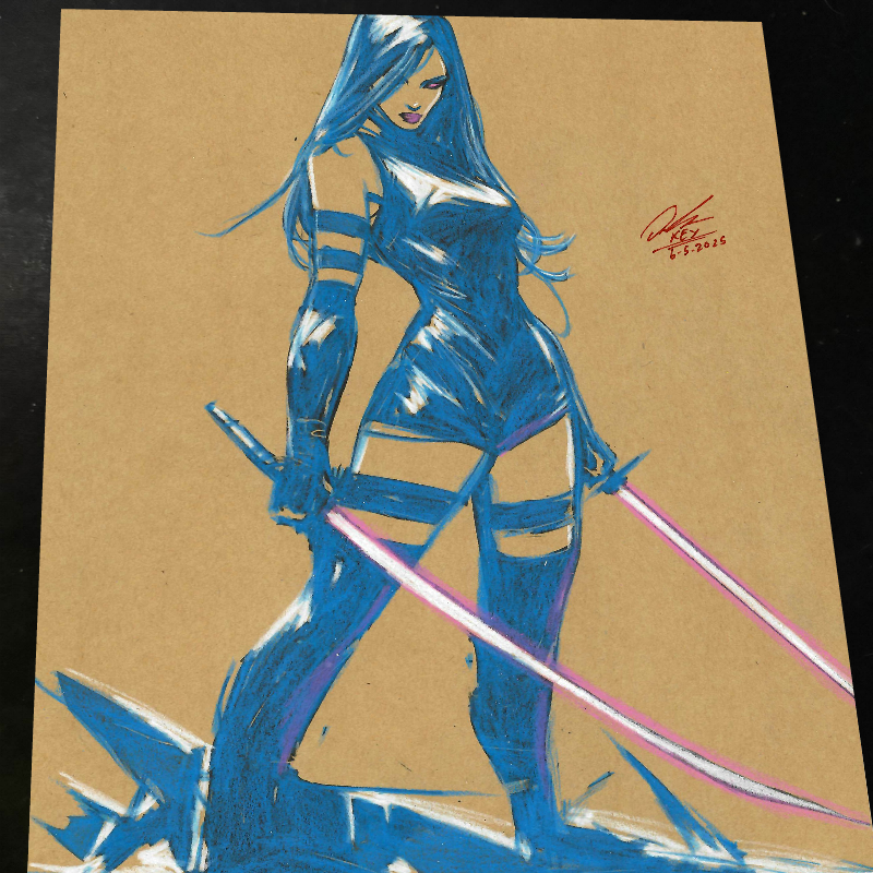 Psylocke Art Print Signed 8.5x11 | Art by Keyeske