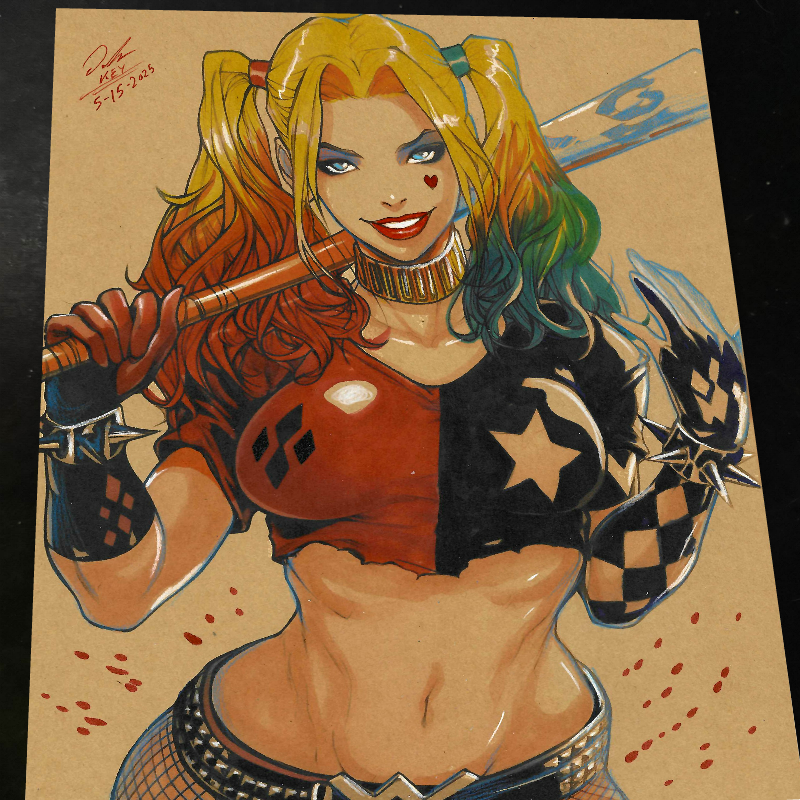 Harley Quinn Print Signed 8.5x11 | Art by Keyeske