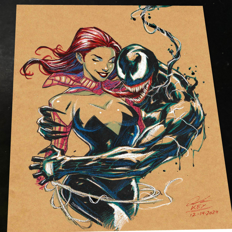 Mary Jane x Venom - Marvel art print by Keyeske