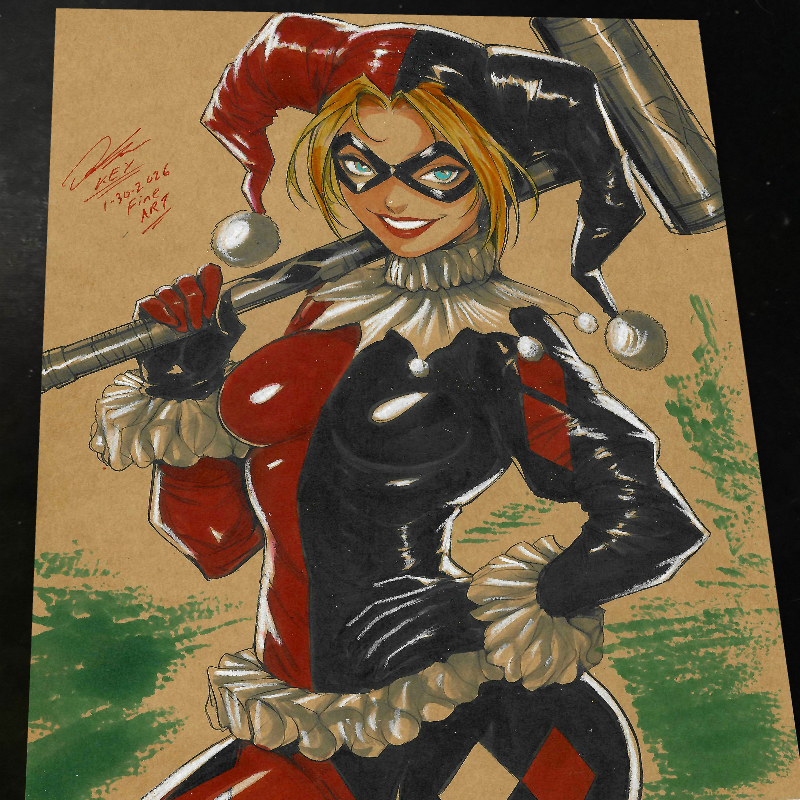 Harley Quinn Print Signed 8.5x11 | Art by Keyeske