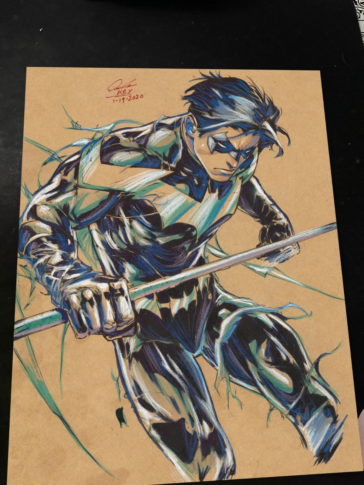 Nightwing Art Print Signed 8.5x11 | Art by Keyeske