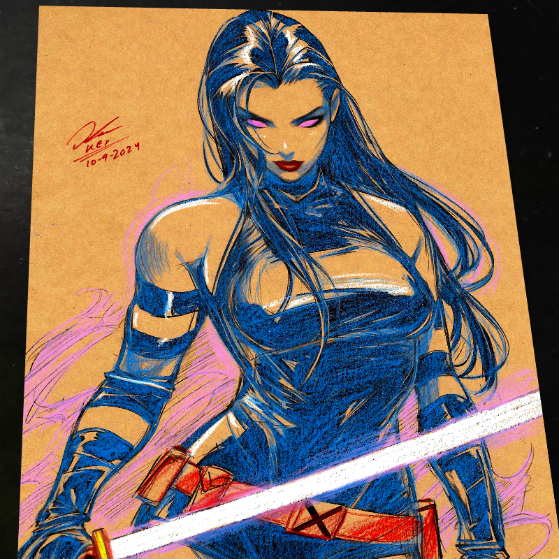 Psylocke Art Print Signed 8.5x11 | Art by Keyeske